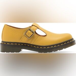 NEW dr martens polley t-bar shoes 10 yellow leather mary janes chunky sole